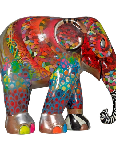 アーティスト、チョール・ブギーによる象のおじさん、ブア＝ジュームの現在の表現。Elephan Paradeから購入可能。