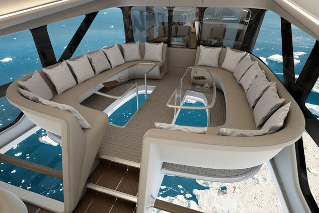 旅行豪華な飛行船北極点北極圏リモート北極点オーシャンスカイ。