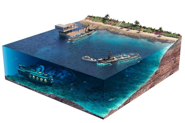 これが小さな潜水艦港の姿です。 海底港